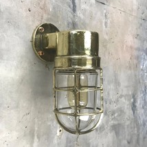 Nautical Industrial Brass Cage Wall Light - £103.34 GBP