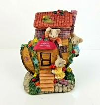 Mice Barrel House Figurine Candy Factory Hinged Lid w Hidden Mouse Inside Resin - £5.58 GBP