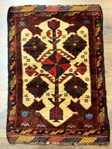 Small Per&#39;sian Baluchi Tribal Rug, Tan, Handmade - $190.00