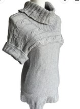 Planet Gold Cable Knit Sweater Dress Tunic S/S Turtleneck Bodycon Gray J... - £11.64 GBP