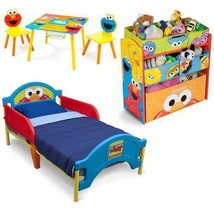 Toddler Bed Set Sesame Street Toy Organizer Activity Table Kids Bedroom Boy Girl - £174.63 GBP