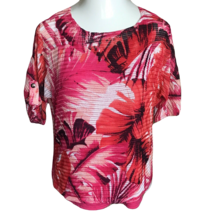 Notations Women&#39;s Knit Blouse with under Shirt ~ Sz M ~ Pink ~ Short Sleeve - £10.65 GBP