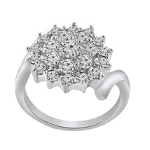 2.27 Ct Round Cut Diamond Cluster Engagement Wedding Ring 14K White Gold Plated - £89.67 GBP