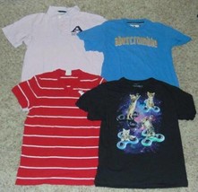 Boys Shirts Abercrombie 4 Pc 5th Sun Pink Black Cats Short Sleeve Polo T... - $14.85