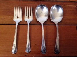 Lot of 4 Vintage Silverplate Serving Spoons Forks Simeon &amp; George Rogers... - $36.99