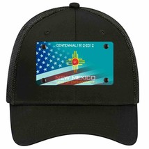 New Mexico Teal with American Flag Novelty Black Mesh License Plate Hat - £23.24 GBP