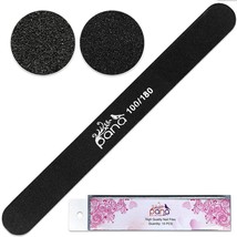 10Pcs Professional Round Black Nail Files Double Sided Grit 100/180 - £15.14 GBP
