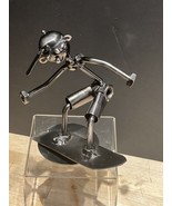 Snow Boarder Metal Bolt Figurine, Welded Metal Art - £25.01 GBP