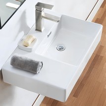 Ikebana Wall Mounted Sink 24&quot;X17&quot; Inch, Rectangle Wall Mount Bathroom Sink, - $167.99