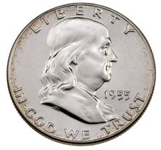 1955 50C Franklin Half Dollar in Gem Proof Condition, Excellent Eye Appeal - $1,873.73 MXN