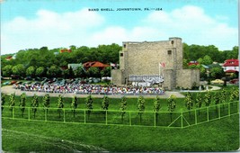 Vtg Linen Postcard - Johnstown Pennsylvania PA Band Shell US Flags Roxbury Park - £4.70 GBP
