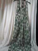 NWT XOXO Halter Jumpsuit Black White Striped Green Leaf XL Org $79.00 - £17.92 GBP