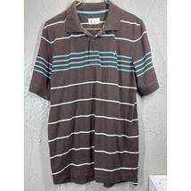 FOSSIL Mens Blue Brown Blue White Polo Shirt Striped Short Sleeve Size L... - $371.86 MXN