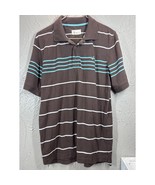 FOSSIL Mens Blue Brown Blue White Polo Shirt Striped Short Sleeve Size L... - $27.96 CAD