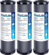 FrigiLife 1 Micron 10&quot; x 2.5&quot; Whole House CTO Carbon Sedimen Water Filter, 3Pack - £31.96 GBP