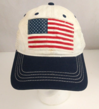 Red White &amp; Blue Unisex Frayed Patch Mesh Back Adjustable Baseball Cap - $9.69
