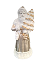 Musical Gold Santa Cracker Barrel with Christmas Tree O Tannenbaum Porcelain 10&quot; - £5.47 GBP