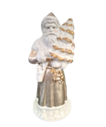 Musical Gold Santa Cracker Barrel with Christmas Tree O Tannenbaum Porce... - $6.85