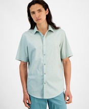 Alfani Men&#39;s Fern Regular-Fit Stretch Geometric Poplin Shirt Green-Small - $17.99