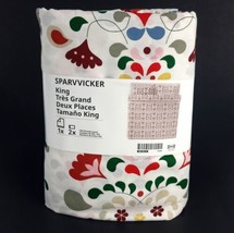 Ikea Sparvvicker King Duvet Cover &amp; 2 Pillowcases Cotton White Floral New - $68.21