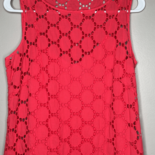 LAUNDRY Shelli Segal Women's 8 Pink Coral Sleeveless Shift Dress Crochet Overlay Item image 4