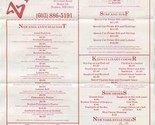 Ziggy&#39;s Restaurant Menu Casual Family Dining Lowell Rd Hudson New Hampsh... - £13.99 GBP