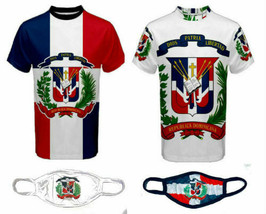 Two Dominican Republic Coat Of Arms Flag Men T-SHIRTS &amp; Two Masks - One Price - £41.83 GBP