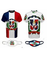 TWO DOMINICAN REPUBLIC COAT OF ARMS FLAG MEN T-SHIRTS &amp; TWO MASKS - ONE ... - $977.49 MXN