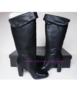 NIB Talbots Over the Knee Foldover Cuffed Leather Boots US 6.5 B/M BLACK... - £116.55 GBP