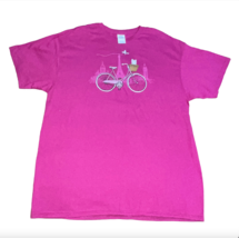 DELTA PRO WEIGHT Womens Sz XL Dog Bicycle Sparkle City Graphic T Shirt New - $14.99