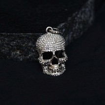 Halloween 2Ct Round Cut Lab Created Diamond Skull Pendant 14K White Gold Finish - £119.89 GBP