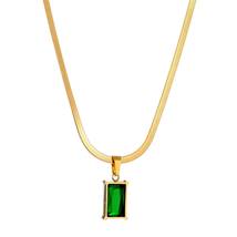 18K Gold Plated Stainless Steel Necklace Emerald Look Intensity Waterproof Hypoa - £38.59 GBP