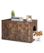 Wooden Cat Litter Box Enclosure Hidden Cabinet Furniture w/ Divider Pet ... - £151.20 GBP