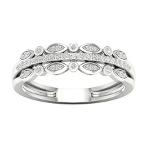S925 Sterling Silver 0.12Ct TDW Diamond Wedding Anniversary Band - £134.44 GBP