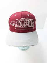 Vintage Arkansas Razorbacks Hat Cap Snap Back Spellout Embroidered Logo RARE - £22.35 GBP