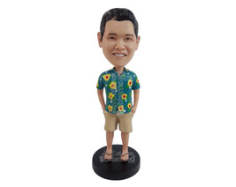 Custom Bobblehead Man Wearing Casual Shirt And Flip Flops With Shorts - Leisure  - £71.58 GBP
