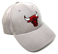National Cap MVP Chicago Bulls Logo Basketball Light Grey Curved Bill Adjustable - £14.00 GBP