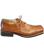 Giovanni Oxford Dress Shoes Mens Size 11 Brown Leather Square Toe Lace Up - $50.85 CAD