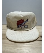 Vintage 90s NFL Super Bowl XXI Corduroy Snapback Hat White Golf Style Ha... - €25,53 EUR