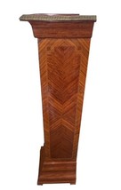 Antique Style Wooden Urn Pedestal Column w/ Brass Urn Crest Inlay 49” image 6