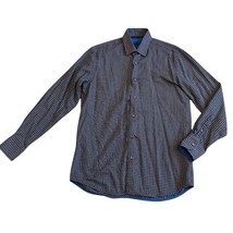 Visconti Black Long Sleeve Button-Down Shirt Black Colorful Print Size M... - $62.89