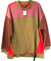 $19.99 BLANKNYC Women&#39;s Pink Combo Brown Green Fleece Sweatshirt L New - £7.22 GBP