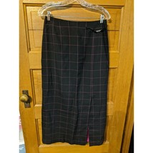 Metro Style Size 10 Straight Skirt Black Pink Plaid Slit Business Womens - £15.70 GBP