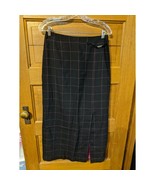 Metro Style Size 10 Straight Skirt Black Pink Plaid Slit Business Womens - $19.97