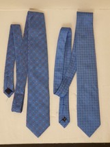 2 David Donahue Neckties Lot Blue Geometric Gold Orange - £39.92 GBP