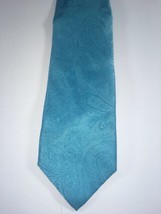 Vesuvio Napoli Men&#39;s necktie paisley formal Turquoise Metalic - $9.27