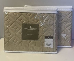 Royal Velvet TAN Quilted King Pillow Shams Set Of 2 Brand New - £40.20 GBP