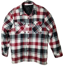 Oakley Men XL Red Plaid Button Down Puffer Lining Shirt Jacket - £39.70 GBP