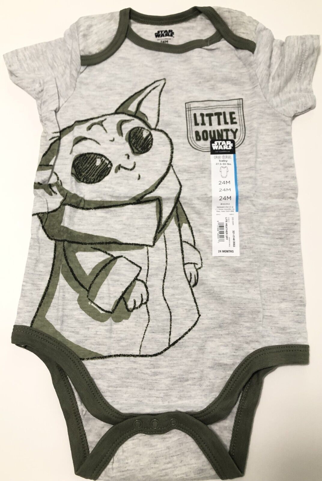 Primary image for Star Wars Baby Boy's Yoda Little Bounty Gray Short Sleeve Bodysuit Size: 24M