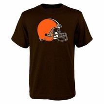 Nfl Team Apparel Cleveland Browns Youth T-shirt Helmet Logo Tee Brown Medium - £10.86 GBP